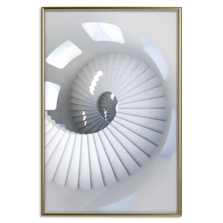 Wall Poster Downward Path - architecture of white stairs in abstract motif 123898 additionalImage 16
