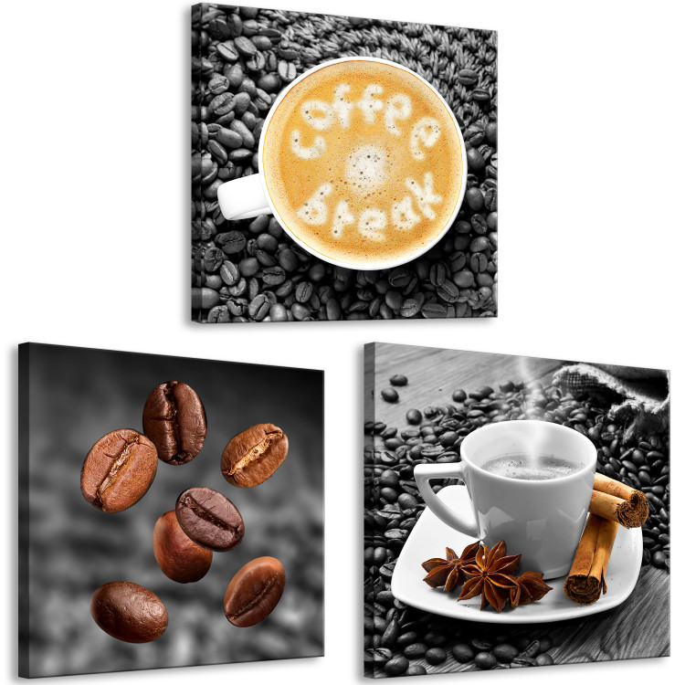 Canvas Art Print Aromatic Coffee (3 Parts) 123998 additionalImage 2