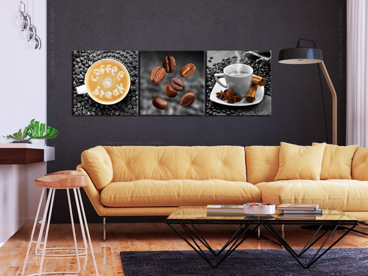 Canvas Art Print Aromatic Coffee (3 Parts) 123998 additionalImage 3