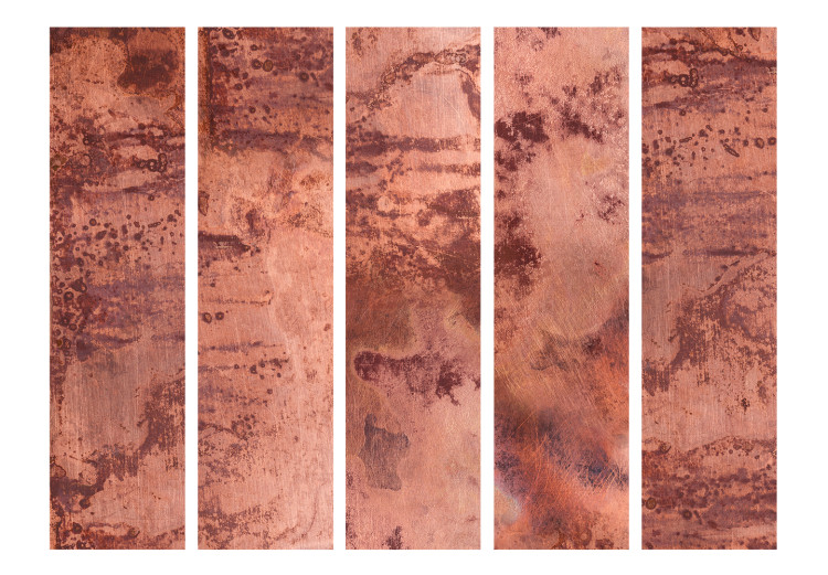 Folding Screen Red Sheet II (5-piece) - composition with a stone texture 124298 additionalImage 3