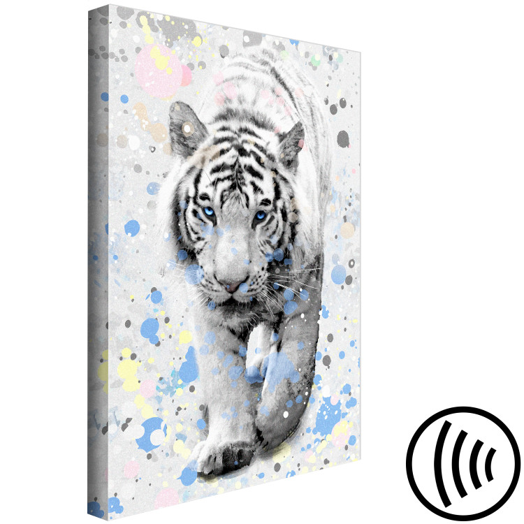 Canvas White Tiger (1-part) vertical - animal with colorful additions 127798 additionalImage 6