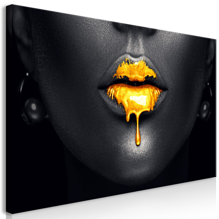 Large canvas print Gold Lips II [Large Format] 128498 additionalImage 2