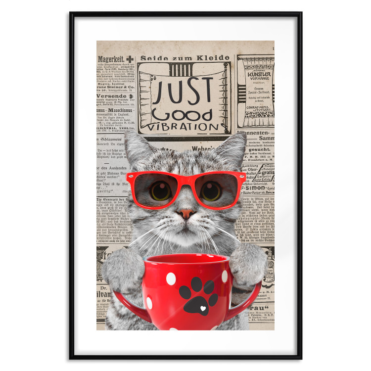 Poster Cat with Coffee - funny composition with domestic pet and text in the background 129098 additionalImage 15