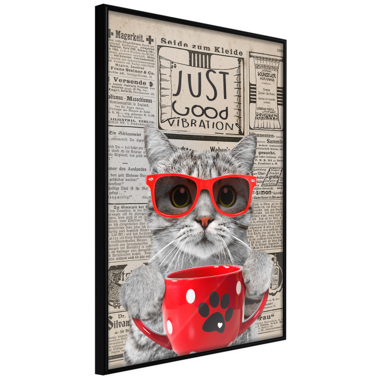 Poster Cat with Coffee - funny composition with domestic pet and text in the background 129098 additionalImage 11