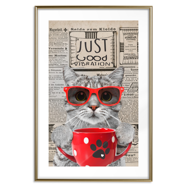 Poster Cat with Coffee - funny composition with domestic pet and text in the background 129098 additionalImage 14