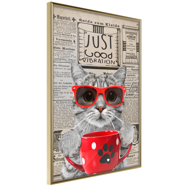 Poster Cat with Coffee - funny composition with domestic pet and text in the background 129098 additionalImage 12