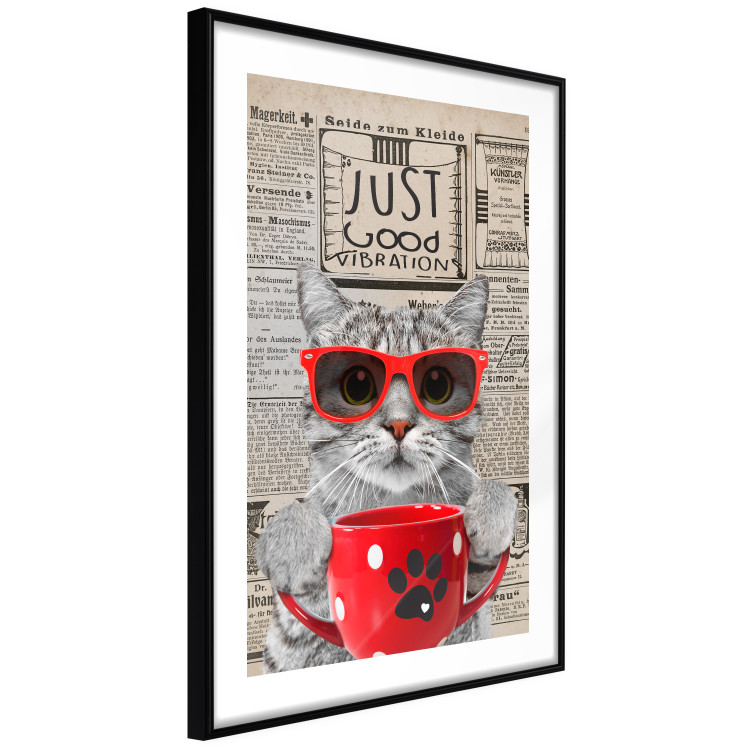 Poster Cat with Coffee - funny composition with domestic pet and text in the background 129098 additionalImage 6
