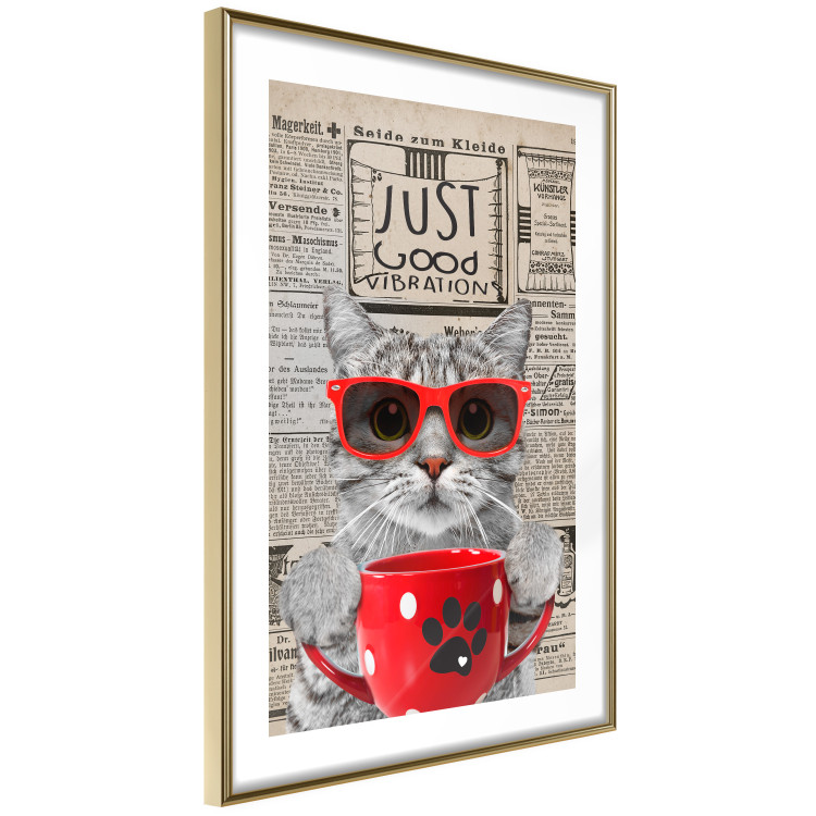 Poster Cat with Coffee - funny composition with domestic pet and text in the background 129098 additionalImage 7
