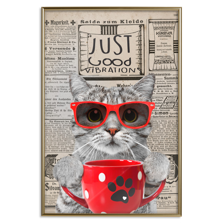 Poster Cat with Coffee - funny composition with domestic pet and text in the background 129098 additionalImage 17