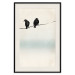 Poster Frozen Sparrows - black birds on wires on delicate colored background 129598 additionalThumb 19