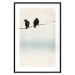 Poster Frozen Sparrows - black birds on wires on delicate colored background 129598 additionalThumb 17