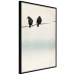 Poster Frozen Sparrows - black birds on wires on delicate colored background 129598 additionalThumb 11
