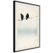 Poster Frozen Sparrows - black birds on wires on delicate colored background 129598 additionalThumb 9