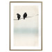 Poster Frozen Sparrows - black birds on wires on delicate colored background 129598 additionalThumb 14