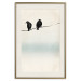 Poster Frozen Sparrows - black birds on wires on delicate colored background 129598 additionalThumb 20