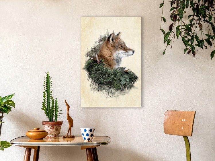 Canvas Mr. Fox (1-piece) Vertical - fancifully depicted fox on a light background 130398 additionalImage 3