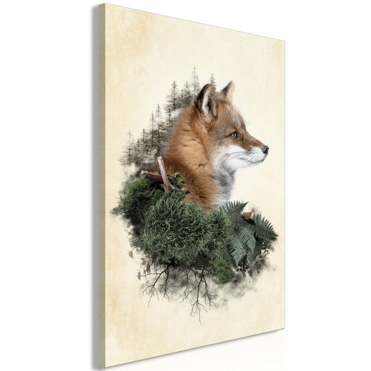 Canvas Mr. Fox (1-piece) Vertical - fancifully depicted fox on a light background 130398 additionalImage 2