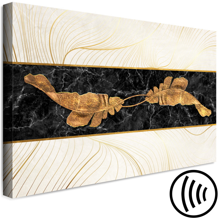 Canvas Print Golden leaves on black marble - art deco style abstraction 131698 additionalImage 6