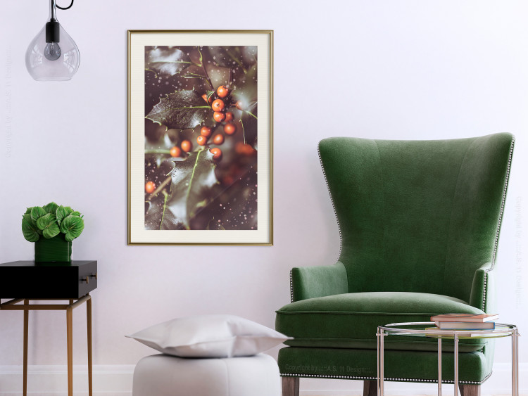 Wall Poster Magic Shrub - plant with green leaves in a wintry holiday atmosphere 132198 additionalImage 22