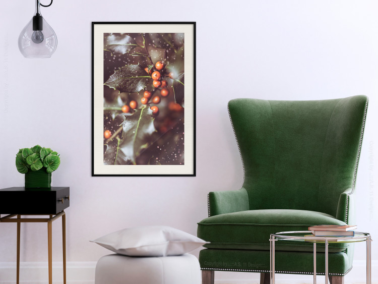 Wall Poster Magic Shrub - plant with green leaves in a wintry holiday atmosphere 132198 additionalImage 24