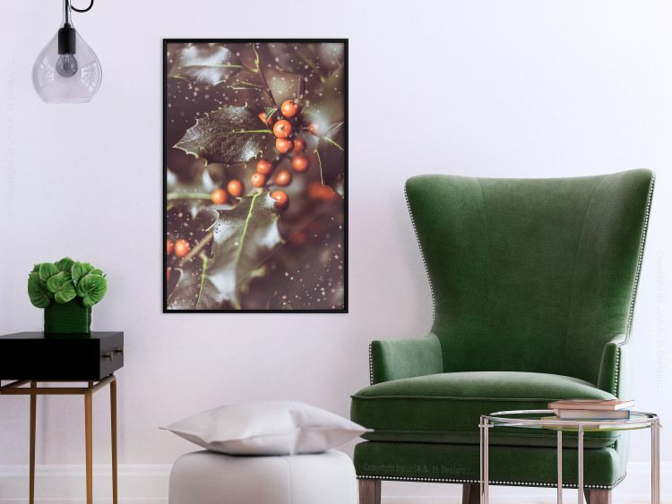 Wall Poster Magic Shrub - plant with green leaves in a wintry holiday atmosphere 132198 additionalImage 4