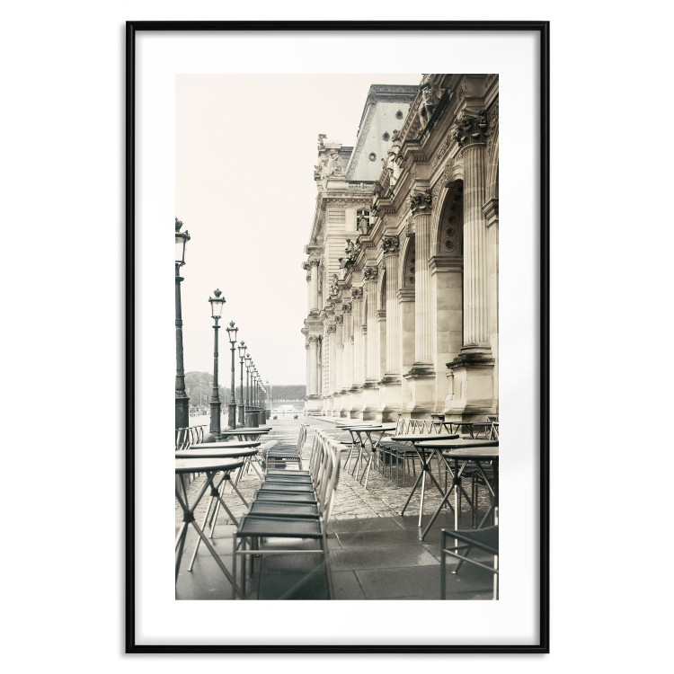 Poster Deserted Cafes - landscape of chairs and tables against architectural backdrop 132298 additionalImage 15