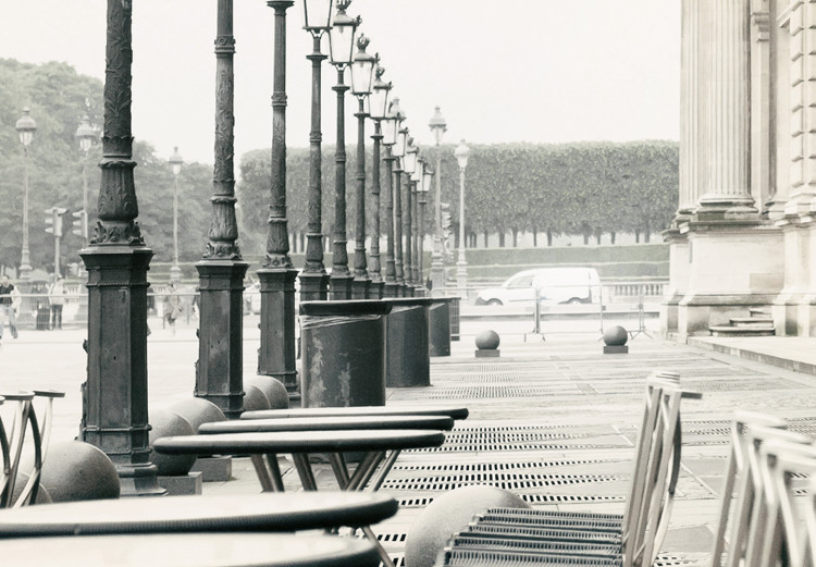 Poster Deserted Cafes - landscape of chairs and tables against architectural backdrop 132298 additionalImage 11