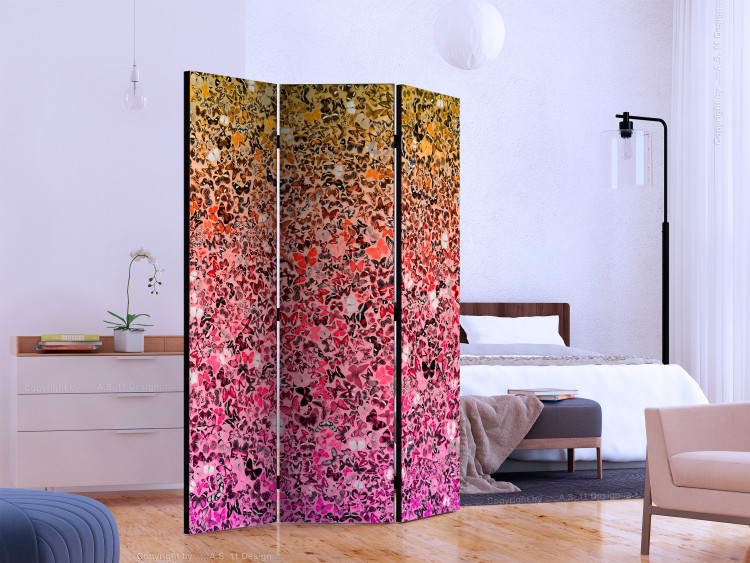 Room Separator Language of Butterflies (3-piece) - colorful mosaic full of colorful insects 132598 additionalImage 2