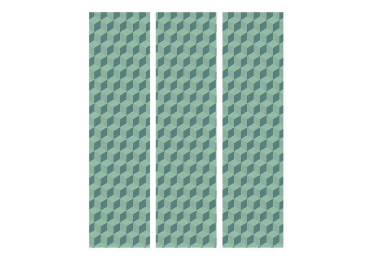 Room Separator Monochromatic Cubes (3-piece) - green geometric 3D background 132698 additionalImage 3