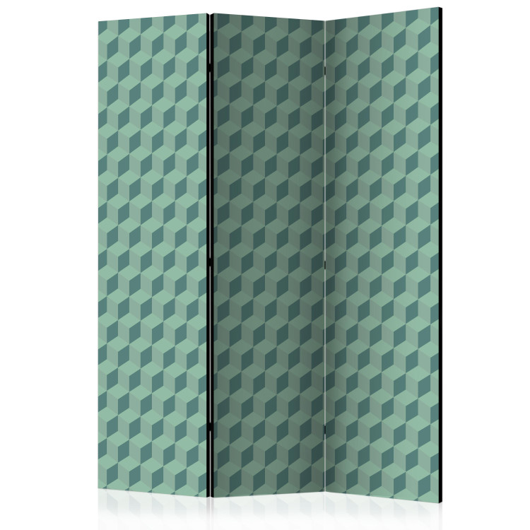 Room Separator Monochromatic Cubes (3-piece) - green geometric 3D background 132698