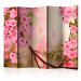 Room Separator Pink Azalea II (5-piece) - composition in pink flowers on branches 132798