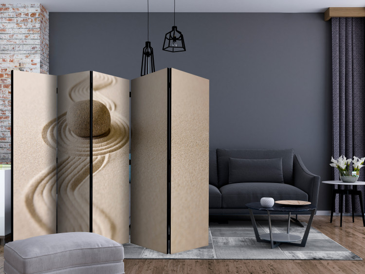 Folding Screen Zen: Balance II (5-piece) - stone and sand in beige composition 133098 additionalImage 4