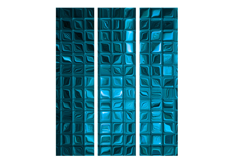 Room Divider Azure Mosaic (3-piece) - shiny blue composition 133198 additionalImage 3