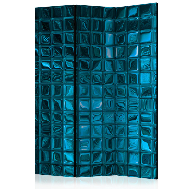 Room Divider Azure Mosaic (3-piece) - shiny blue composition 133198