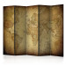 Room Divider Screen Old Map II (5-piece) - composition of continents in retro style 133298