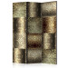 Room Separator Metal Tiles (3-piece) - elegant design in golden ornaments 133398