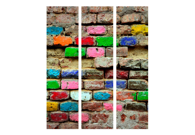 Room Divider Screen Colorful Bricks (3-piece) - colorful composition with brick texture 133498 additionalImage 3