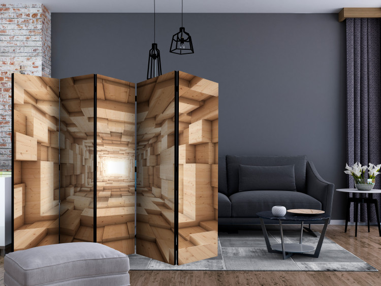 Room Divider Screen Upward... II II - architecture of space with wooden walls 133698 additionalImage 4