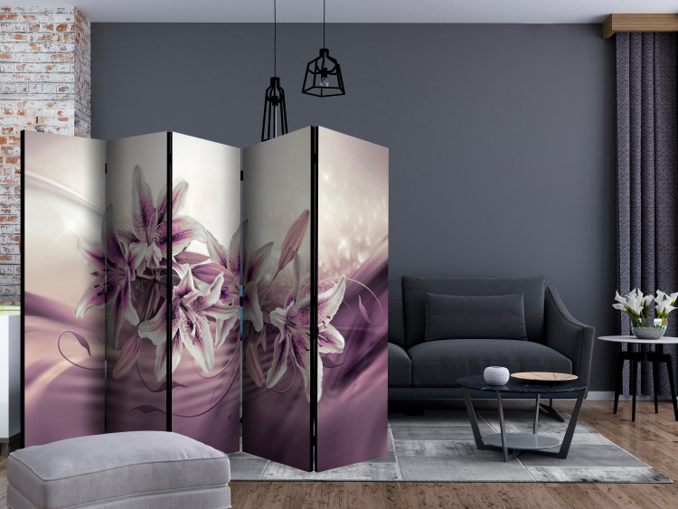 Room Separator Purple Discretion II - romantic bouquet of purple lily flowers 133798 additionalImage 4