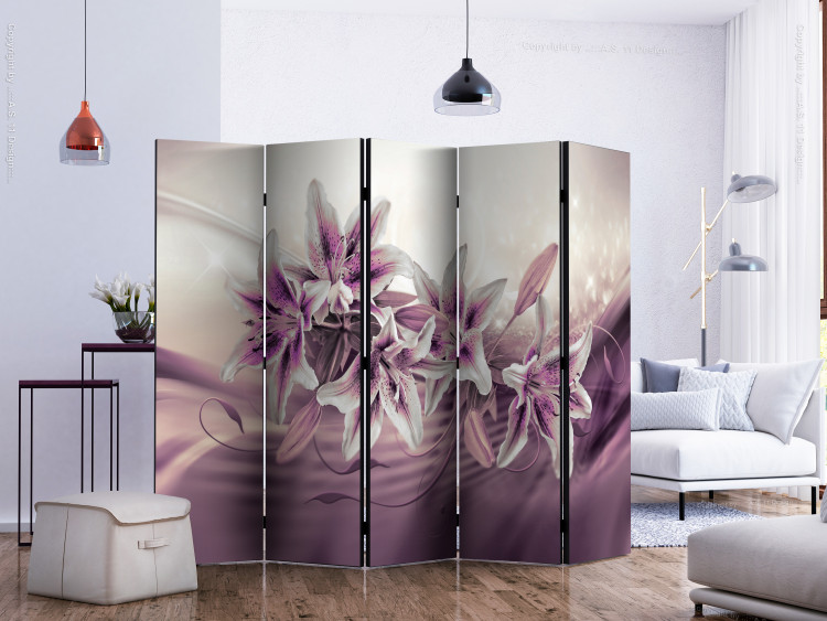 Room Separator Purple Discretion II - romantic bouquet of purple lily flowers 133798 additionalImage 2