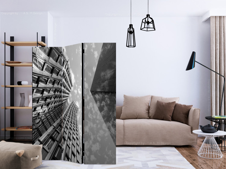 Room Divider Screen Touch the Sky - black and white tall skyscrapers against the sky and clouds 133998 additionalImage 4