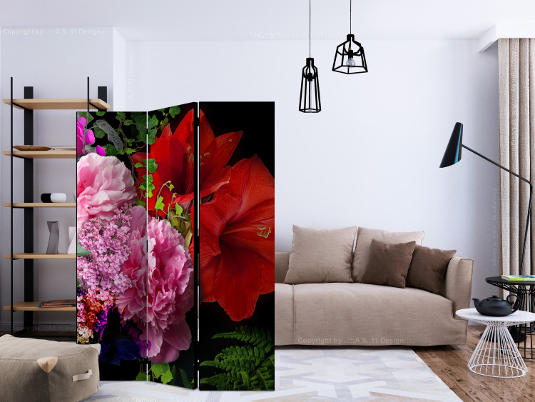 Folding Screen June Evening (3-piece) - colorful flowers and green plants 134298 additionalImage 4