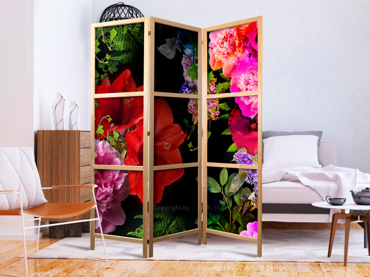 Folding Screen June Evening (3-piece) - colorful flowers and green plants 134298 additionalImage 6