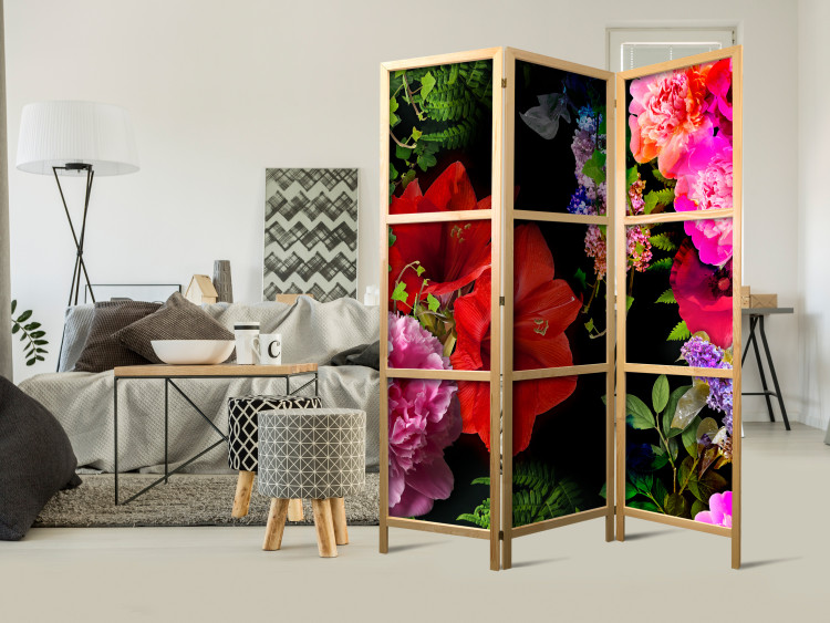 Folding Screen June Evening (3-piece) - colorful flowers and green plants 134298 additionalImage 8