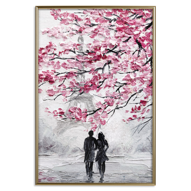 Wall Poster April in Paris - romantic landscape of Paris and a tree with pink leaves 135098 additionalImage 17