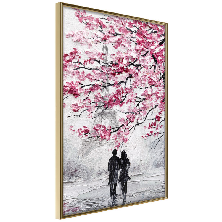 Wall Poster April in Paris - romantic landscape of Paris and a tree with pink leaves 135098 additionalImage 12