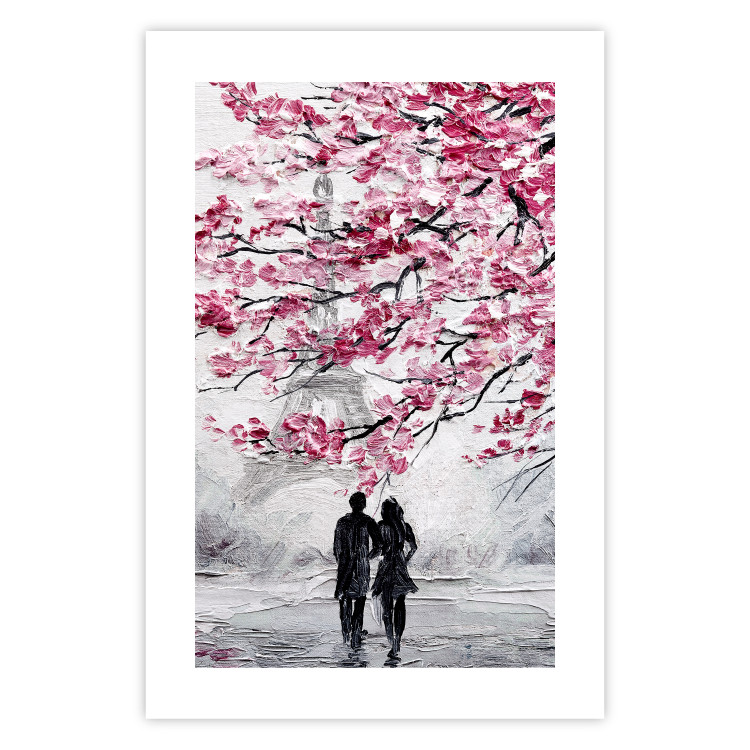Wall Poster April in Paris - romantic landscape of Paris and a tree with pink leaves 135098 additionalImage 19