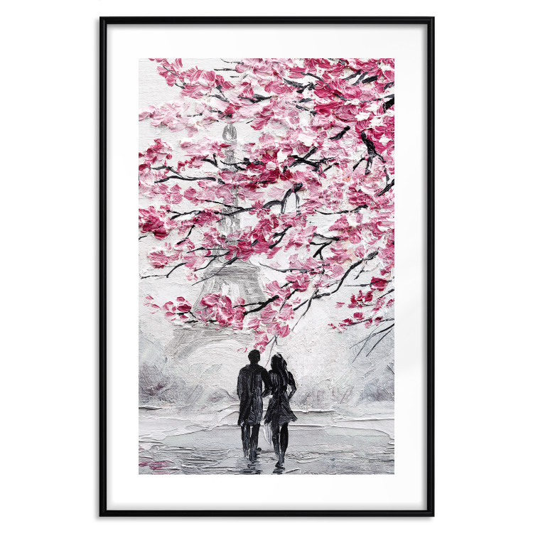 Wall Poster April in Paris - romantic landscape of Paris and a tree with pink leaves 135098 additionalImage 15