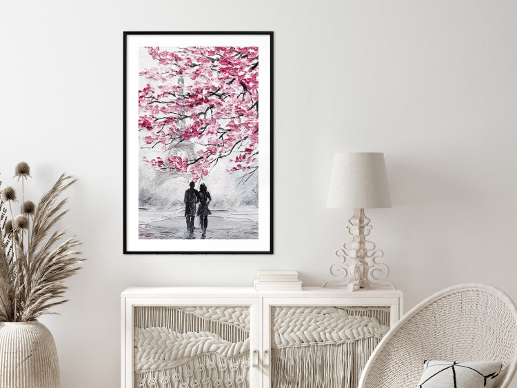 Wall Poster April in Paris - romantic landscape of Paris and a tree with pink leaves 135098 additionalImage 18