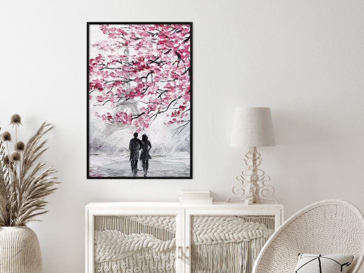 Wall Poster April in Paris - romantic landscape of Paris and a tree with pink leaves 135098 additionalImage 4
